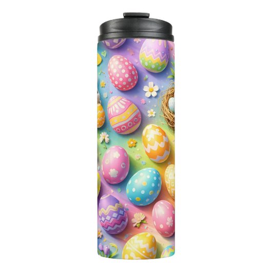 Easter bunny and colourful egg pattern thermosbeker (Voorkant)