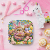 Easter bunny and colourful eggs party design papieren bordje (Feest)