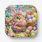 Easter bunny and colourful eggs party design papieren bordje (Voorkant)