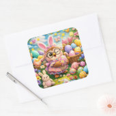 Easter bunny and colourful eggs whimsical sticker (Envelop)