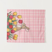 Easter Bunny and Tulips Tapestry - Rustic Home Wandkleed (Voorkant (horizontaal))