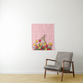 Easter Bunny and Tulips Tapestry - Rustic Home Wandkleed (In situ)