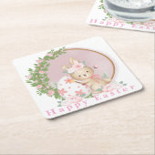 Easter Bunny at Garden Paper Coaster Kartonnen Onderzetters (Schuin)
