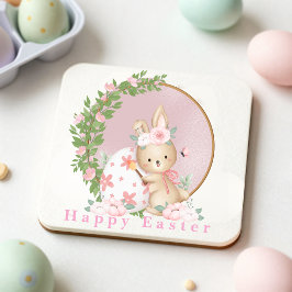 Easter Bunny at Garden Paper Coaster Kartonnen Onderzetters