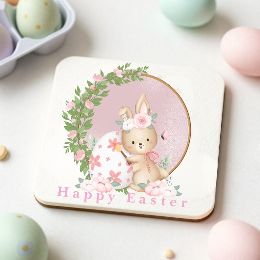 Easter Bunny at Garden Paper Coaster Kartonnen Onderzetters