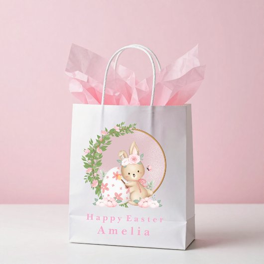 Easter Bunny at Garden Personalized Gift Bag Medium Cadeauzakje