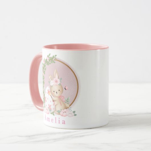 Easter Bunny at Garden Personalized Mug Mok (Voorkant links)