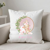Easter Bunny at Garden Personalized Throw Pillow Kussen