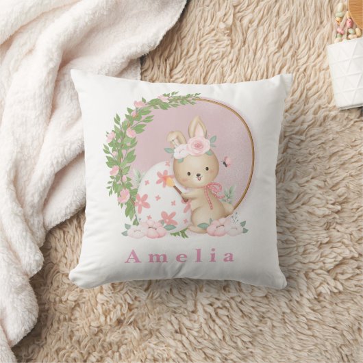 Easter Bunny at Garden Personalized Throw Pillow Kussen (Deken)