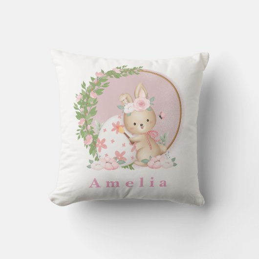 Easter Bunny at Garden Personalized Throw Pillow Kussen (Voorkant)