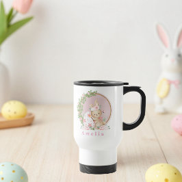 Easter Bunny at Garden Personalized Travel Mug Reisbeker
