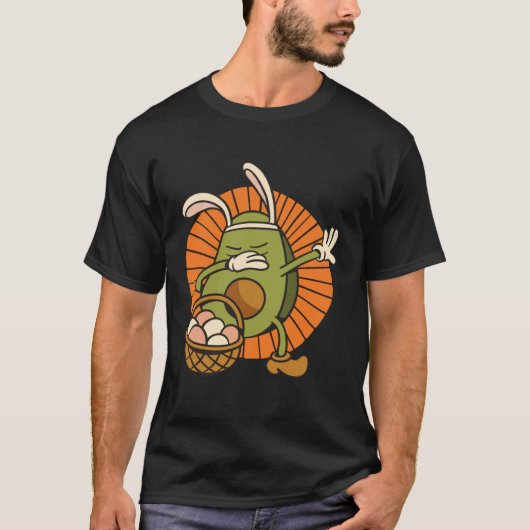 Easter Bunny Avocado with Rabbit Ears and Basket o T-shirt (Voorkant)