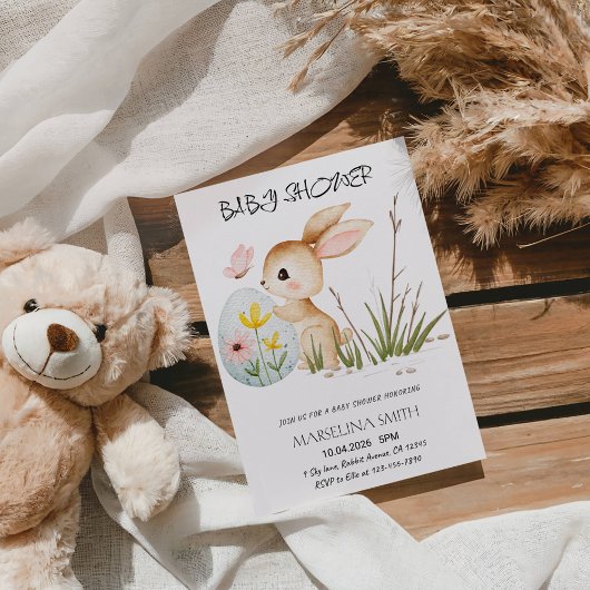 Easter Bunny Baby Shower - Cute Pastel Bunny Kaart