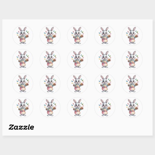 Easter Bunny Baker Sticker Cute Easter Gift Spring (Vel)