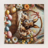Easter Bunny Basket, Spring Bunnies & Easter Eggs Legpuzzel (Horizontaal)