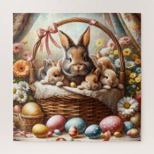 Easter Bunny Basket, Spring Bunnies & Easter Eggs Legpuzzel (Verticaal)