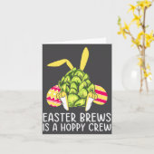 Easter Bunny Beer Drinking Rabbit Illustration Kaart (Gele Bloem)