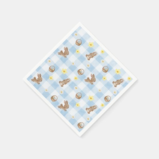 Easter Bunny Blue Gingham Servet (Hoek)