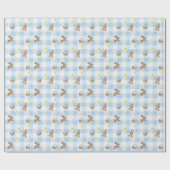 Easter Bunny Blue Gingham Wrapping Paper Cadeaupapier (Vlak)
