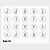 Easter Bunny Blue Watercolor Gingham Ronde Sticker (Vel)