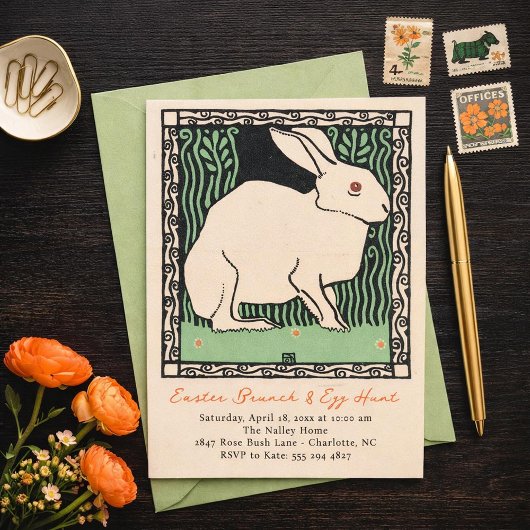 Easter Bunny Brunch and Egg Hunt Invitation Kaart
