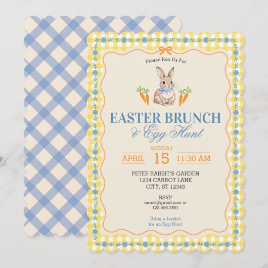 Easter Bunny Brunch Egg Hunt Celebration (yellow) Kaart (Voorkant / Achterkant)