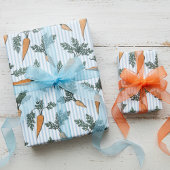Easter Bunny Carrots & Blue Stripes Cadeaupapier