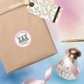 Easter Bunny Checkerboard Pink Green Teal Monogram Ronde Sticker