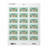 Easter Bunny Chick Eggs Flowers Green Gingham Etiket (Full Sheet)