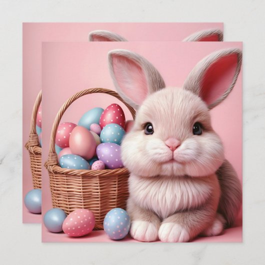 Easter Bunny Chocolate Egg Feestdagenkaart (Voorkant / Achterkant)