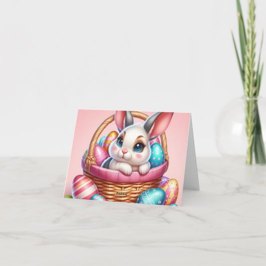 Easter bunny chocolate egg kaart (Achterkant)