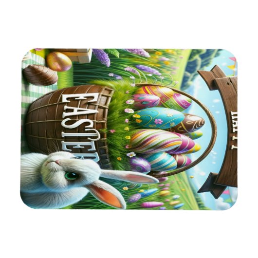 Easter Bunny Chocolate Egg Magneet (Horizontaal)