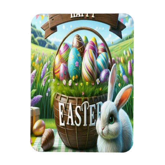 Easter Bunny Chocolate Egg Magneet (Verticaal)