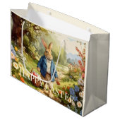 Easter Bunny Collecting Easter Eggs Groot Cadeauzakje (Voorkant Gekanteld)