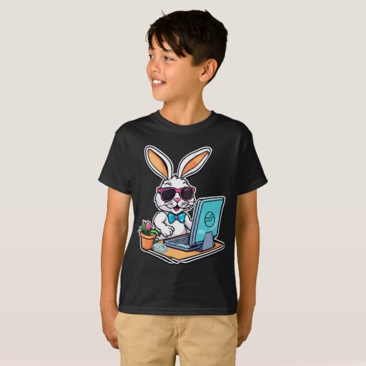 Easter Bunny Computer Video Game Lovers 1  T-shirt (Voorkant volledig)