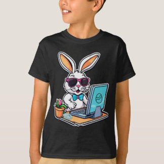 Easter Bunny Computer Video Game Lovers 1  T-shirt