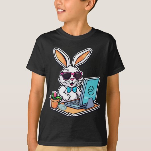 Easter Bunny Computer Video Game Lovers 1  T-shirt (Voorkant)