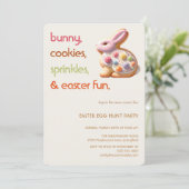 Easter Bunny Cookie Invitation | Kids Easter Party Kaart (Staand voorkant)