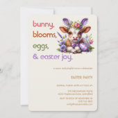 Easter Bunny Cow Invitation | Kid easter party Kaart (Voorkant)