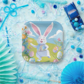 Easter Bunny | Cute Easter Pastel Wildflower Papieren Bordje (Feest)
