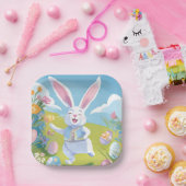 Easter Bunny | Cute Easter Pastel Wildflower Papieren Bordje (Feest)