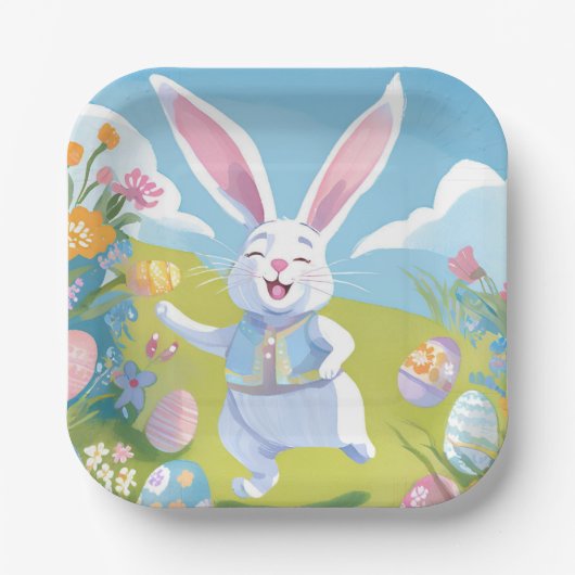 Easter Bunny | Cute Easter Pastel Wildflower Papieren Bordje (Voorkant)