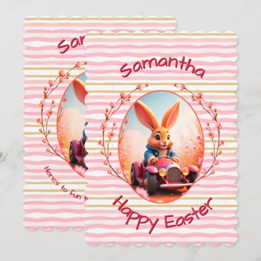 Easter bunny cute name feestdagenkaart (Voorkant / Achterkant)