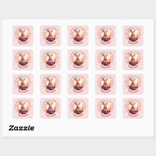 Easter Bunny Cute  Vierkante Sticker (Vel)