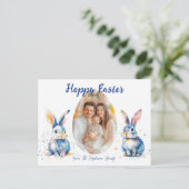 🐇Easter Bunny Duo Verrukking Feestdagenkaart (Staand voorkant)