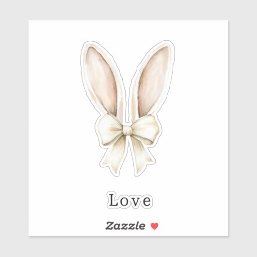 Easter Bunny Ears Bow Love Sticker (Vel)