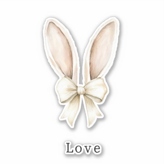 Easter Bunny Ears Bow Love Sticker (Voorkant)