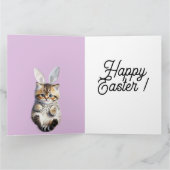 Easter Bunny Ears Cat Photo Customize  Kaart (Binnen)