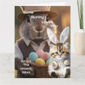 Easter Bunny Ears Cat Photo Customize  Kaart (Voorkant)
