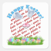 Easter Bunny (Ears & Nose Adjustable) Photo Frame Vierkante Sticker (Voorkant)